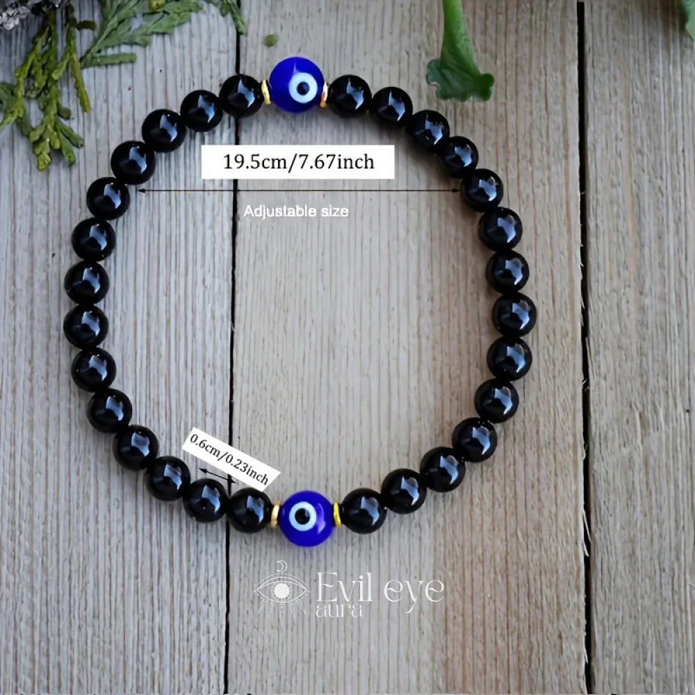 Onyx Evil Eye Bracelet - 18cm
