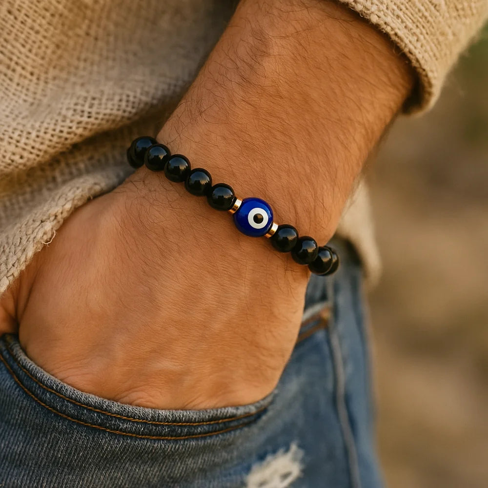 Onyx Evil Eye Bracelet - 18cm