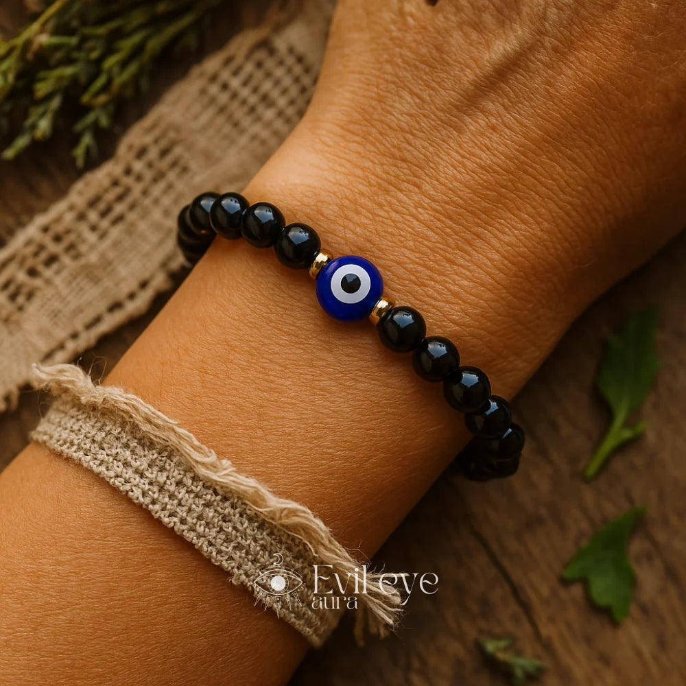Onyx Evil Eye Bracelet - 18cm