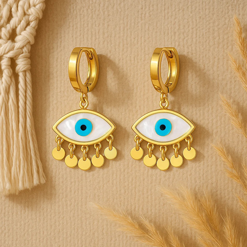 Shell Evil Eye Earrings