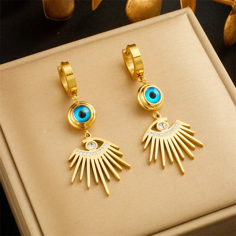 Sun Evil Eye Earrings
