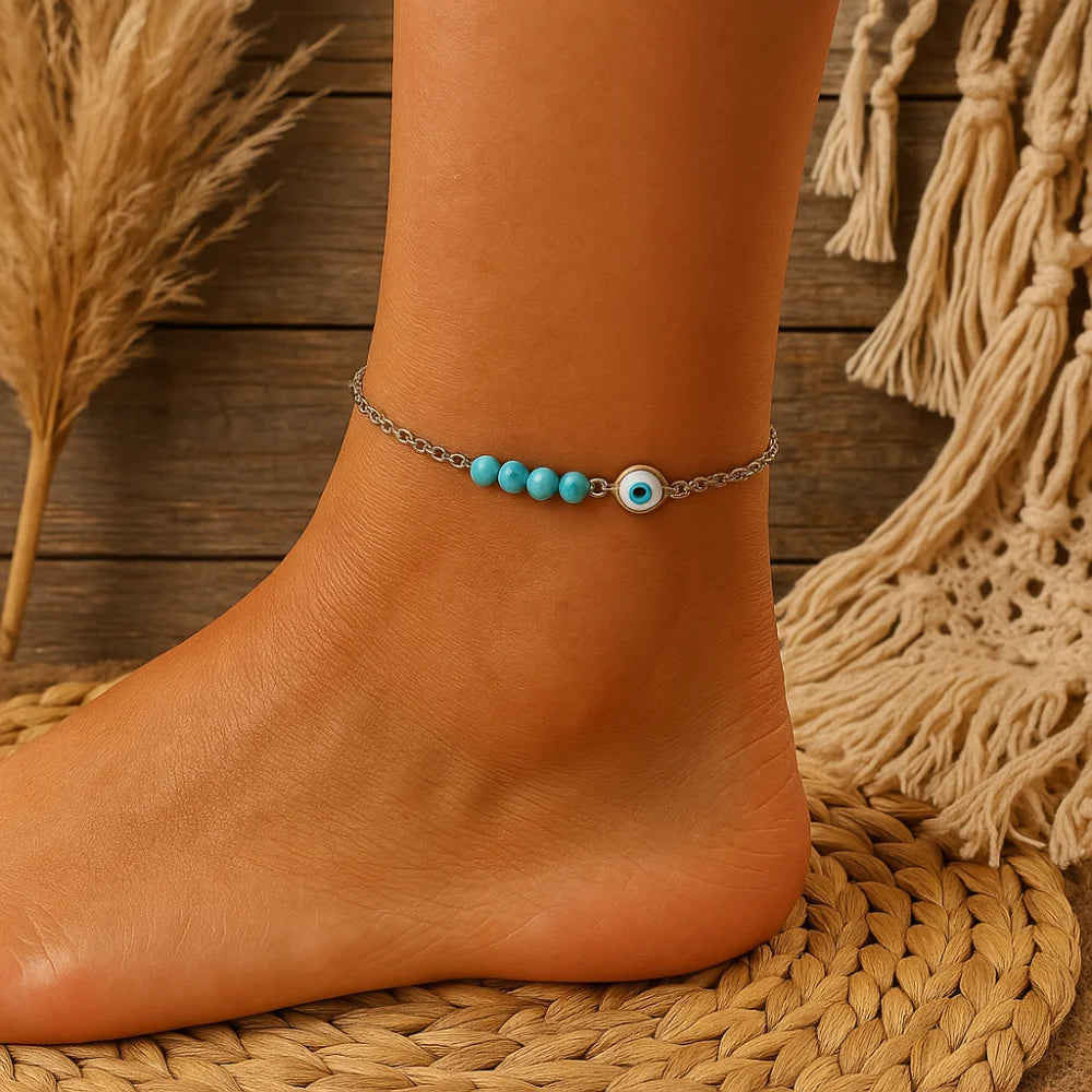 Turquoise Evil Eye Anklet