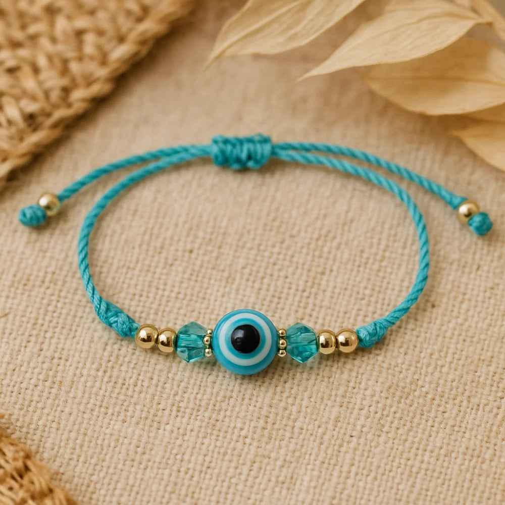 Turquoise String Evil Eye Bracelet