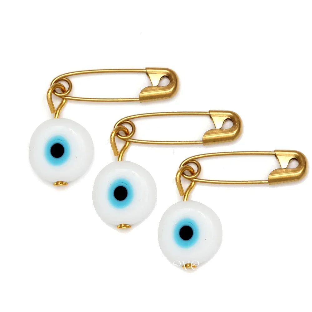 White Evil Eye Pin - Small