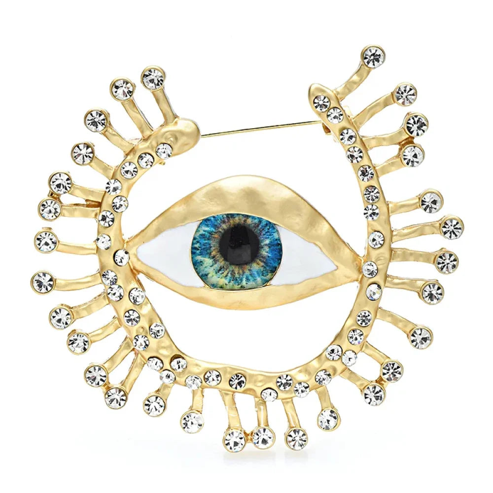 White Gold Evil Eye Pin