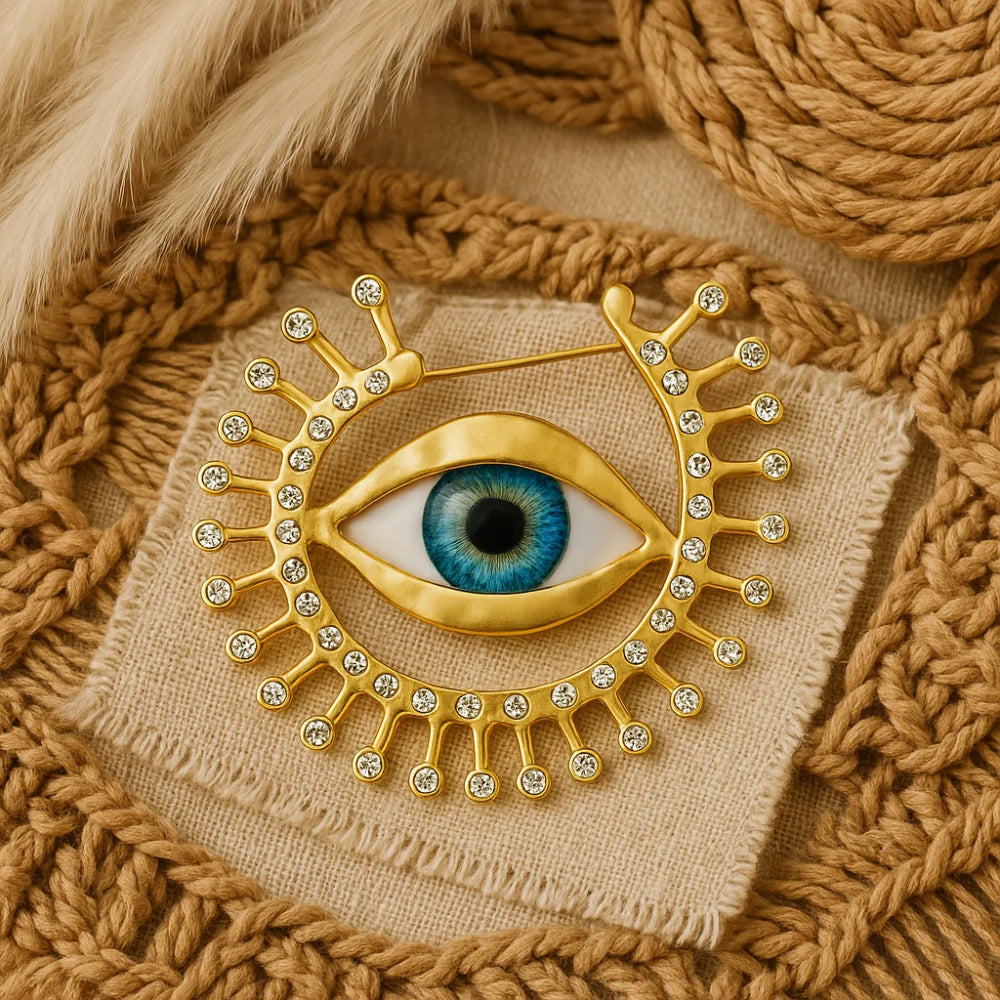 White Gold Evil Eye Pin